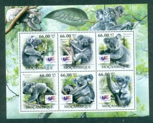 Mozambique 2011 Wildlife, Koala, Indonesia Stamp Ex- MS MUH MOZ11632a