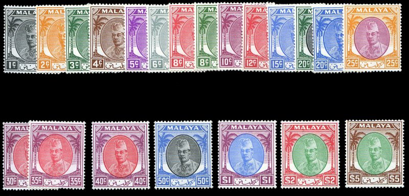 Malayan States - Kelantan #50-70 (SG 61-81) Cat£130, 1951 1c-$5, complete se...