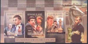 GUINEA 2012 CHAMPIONS OF CHESS ANAND KRANMIK PONOMARIOV TOPALOV  SHEET MINT NH