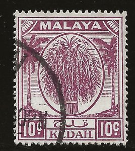 Malaya - Kedah  (1950)  - Scott # 69,   Used