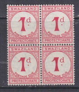 SWAZILAND, POSTAGE DUE, 1933 1d. Carmine, block of 4, mnh.