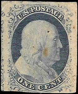 1852 US SC #9 MINT NH og XF SLIGHT TONING GUM FOXING - SOUND