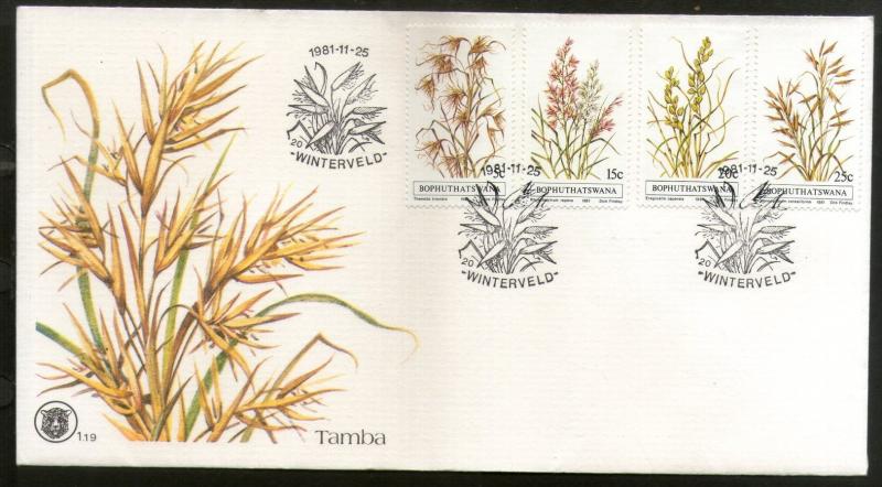 Bophuthatswana 1981 Grasses Flower Trees Plants Flora Sc 80-83 FDC # 16203