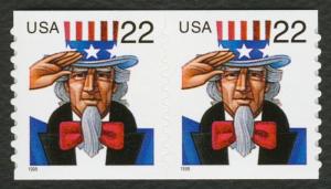 #3263 22c Uncle Sam, Coil Pair, Mint **ANY 4=FREE SHIPPING**