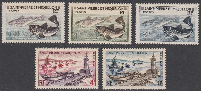 St. Pierre & Miquelon 351-355 MH CV $7.65