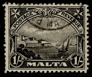 MALTA GV SG203, 1s black, FINE USED. Cat £25. 