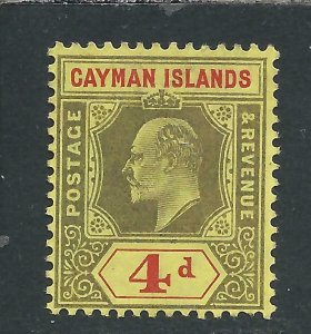 CAYMAN IS 1907-09 4d BLACK & RED/YELLOW MM SG 29 CAT £60