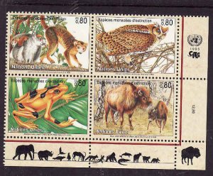 United Nations Geneva-Sc#267A-unused NH sheet-Birds-Endangered Species-1995-