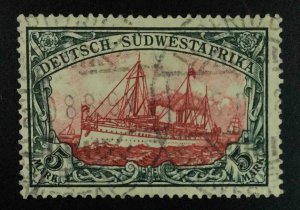 MOMEN: GERMAN COLONIES SOUTH WEST AFRICA SC #34 1906 USED **CERT** LOT #62925