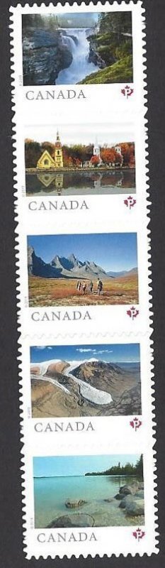 Canada #3157i MNH die cut strip of 5 from bklt., Canada far & wide, issued 2019
