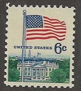 US Scott# 1338 1968 6c dk bl, grn & red (Type OP) Litho& Flag Over
White Hous...