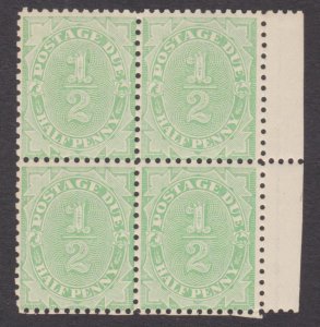 POSTAGE DUE 1907 ½d green, large Crown A wmk invert. Block of 4. original gum OG