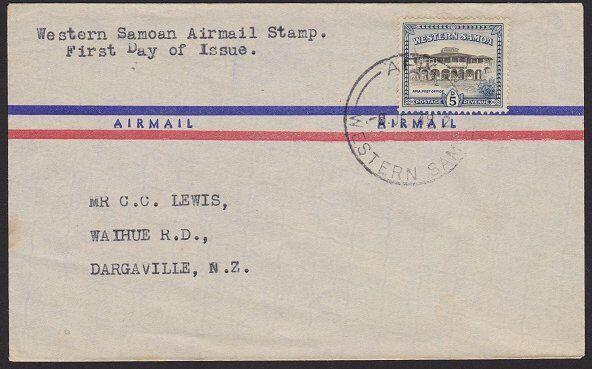 SAMOA 1949 5d new airmail rate value - FDC - Apia cds.......................5349