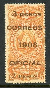 Nicaragua 1908 2 Peso/2¢ Education Official Scott O209 Mint O74 