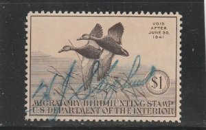 United States  Scott#  RW7  Used  (1940 Black Mallards)