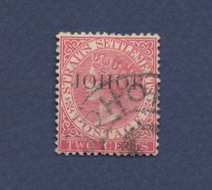 MALAYA JOHORE - Scott 4 - 14x3 overprint - used  - Queen Victoria