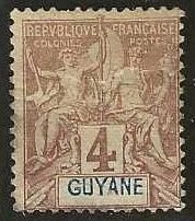 French Guiana 34, mint, no gum, thin spot. Signed twice.  1892.  (F457)