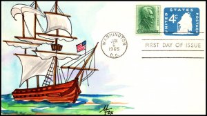 Scott U549 4 Cents Old Ironsides Melissa Fox Hand Painted FDC Add On 1 Of 1