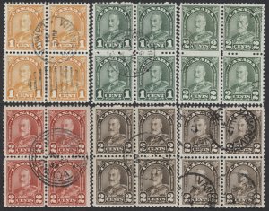 Canada Lot of 12 George V Arch Issue Used Blocks 1c/8c Values F-VF Mainly CDS