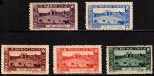 Vintage France Poster Stamps Le Maroc Rabat Ruins Of Cheleah Set/5 Colors