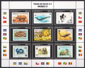 Gs1028 2019 Guinea-Bissau Wwf Overprint Stamps On Stamps Fauna #10566-574 Sh Mnh