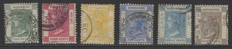 HONG KONG SG56/61 1900-1 WMK CROWN CA SET USED