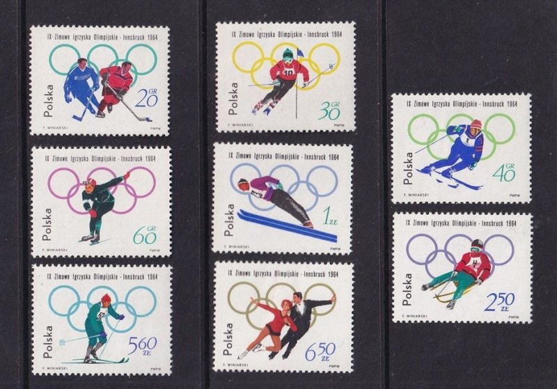 Poland  #1198-1205  MNH  1964 winter Olympic Games Innsbruck