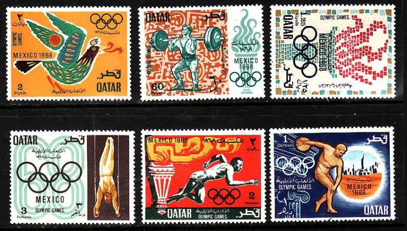 Qatar-Sc#140-5-Unused hinged set-Sports-Olympics-Mexico-1968-