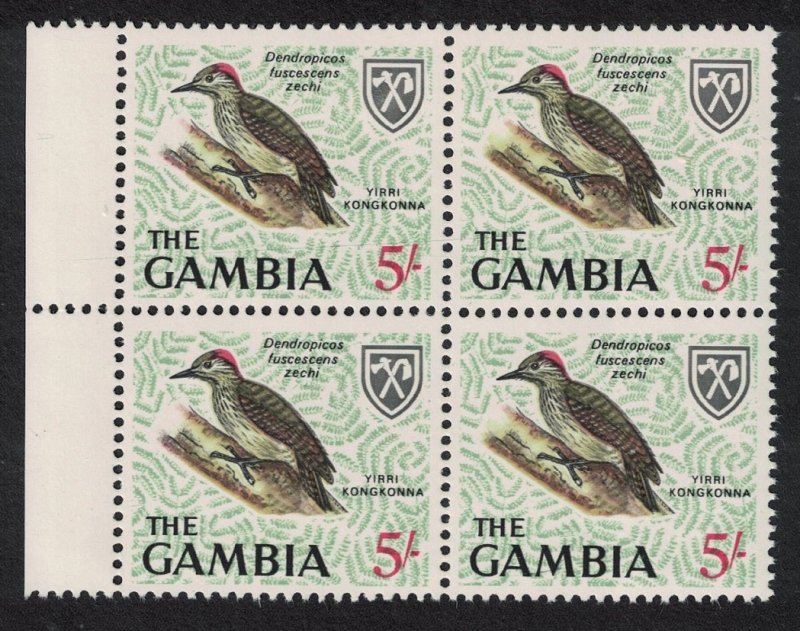 Gambia Cardinal woodpecker Bird 5Sh Block of 4 1966 MNH SG#243