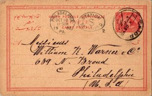 Egypt 4m Sphinx and Pyramids Postal Card 1902 Cairo to Philadelphia, Penn. Li...