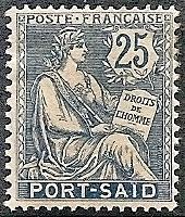 France-Off. Port Said 26 1903 MH 25c Rights of Man