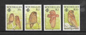 BIRDS - SEYCHELLES #559-62  OWLS  MNH