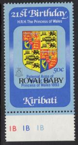 KIRIBATI SG187w 1982 50c ROYAL BABY WMK INVERTED MNH