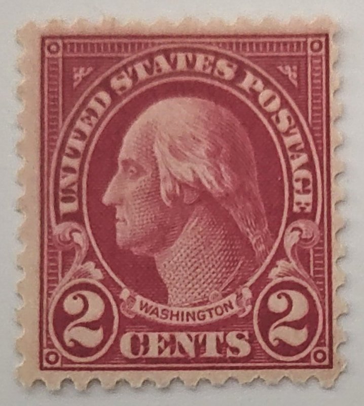 Scott Stamp# 634b-1926 2¢ Washington Scarce Carmine-Lake.  MLH, OG. SCV $180.00