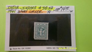 Indore-India 1941 Scott# 38 MNH XF Short Corner Perf.