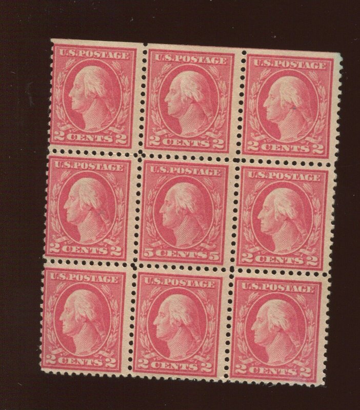 505 Washington Mint Error in Block of 9 Stamps (Bz 807)