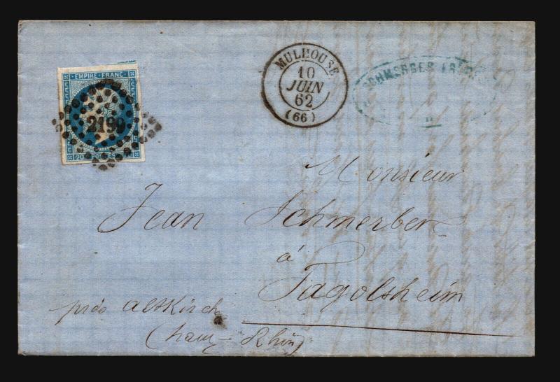 France 1863 Letter Cover / Mulhouse CDS - Z15713