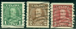 CANADA SCOTT #'s 228-230, USED, VERY FINE, GREAT PRICE!