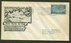 C20 25c TRANS-PACIFIC FDC SAN FRANCISCO, CA PLANTY #P1a C.S. ANDERSON CACHET