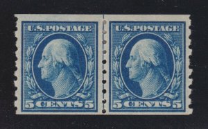 US 396 5c Washington Line Pair Mint VF OG H SCV $425