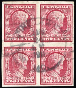 US Stamps # 368 Used Superb Block Of 4