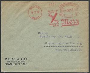 GERMANY 1932 cover red meter Berlin, Merz & Co, chemicals..................57096