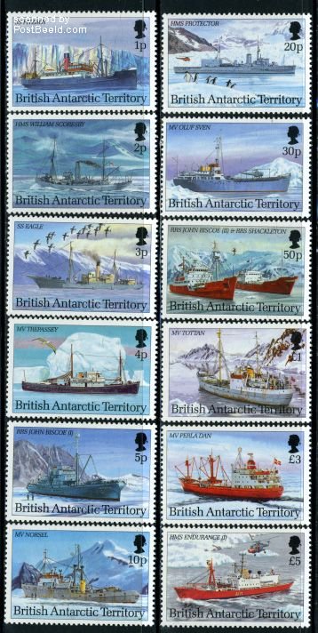 British Antarctica 1993, Ships 12v, MNH