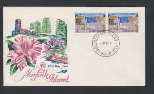 Norfolk Island #149 pair (1972 South Pacific issue)  unaddressed WCS cachet FDC