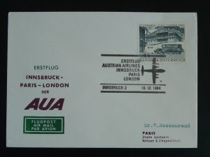 first flight cover Innsbruck Paris AUA Austrian Airlines 1964 ref 99681