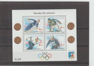 Norway  Scott#  997  MNH  S/S  (1991 Winter Olympics Gold Medal Winners)