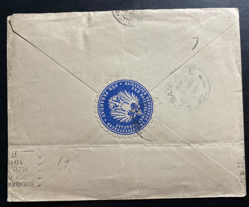 1917 Paraguay German Legion Cover To Buenos Aires Argentina