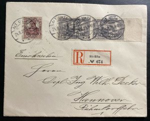 1920 Alt Ukta Registered Cover to Hanover Germany Versailles Treaty Overprints