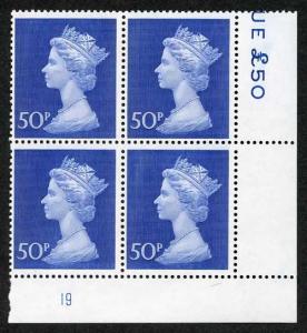 BCP50A 50p Deep Ultramarine PCP Plate 19 PVA Gum Block of 4 U/M