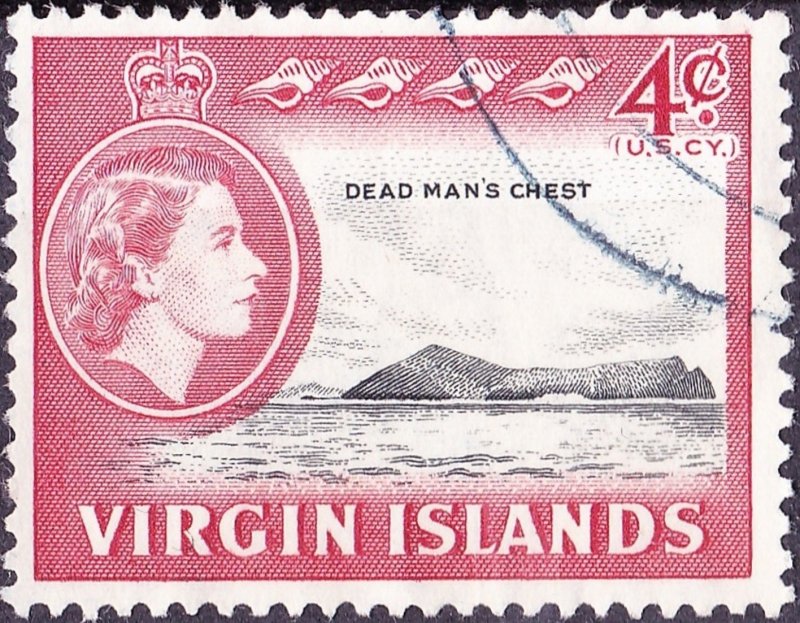 BRITISH VIRGIN ISLANDS 1964 QEII 4c Black & Carmine-Red SG181 FU